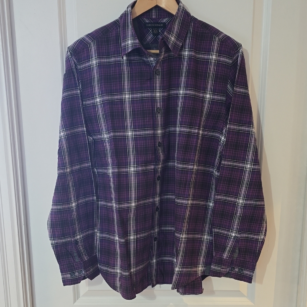 Mrn's Banana Republic Purple Plaid Men's Shirt